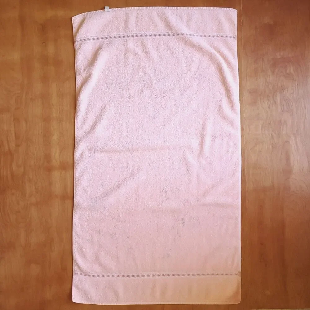 Vintage St Marys Cotton Bath Towel 40.5 x 22.5 Floral Pink USA Made Cottagecore
